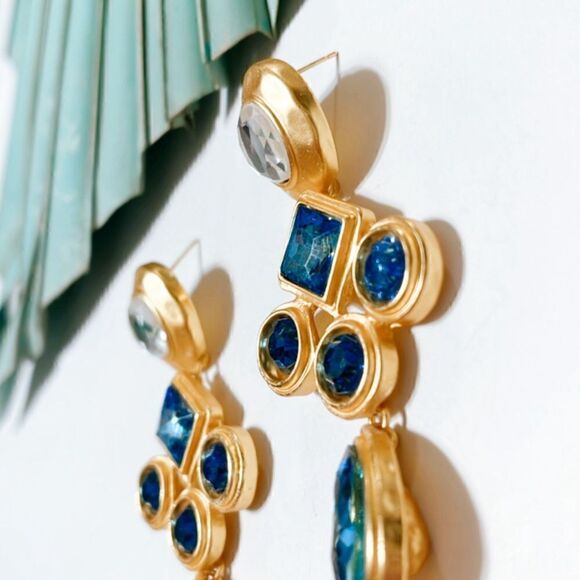 REVOLVE Gold and Blue Statement Earrings - Picture 4 of 5